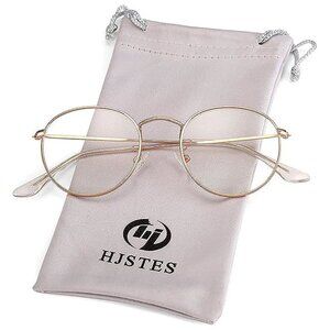 Round Blue Light Glasses for Women Men B02 Rose Gold (Clear Lens)